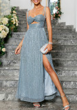 Women's Chic Strap Slit Sexy Low Back Cut-Out Evening Dress