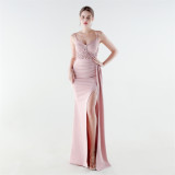 Women Beaded Lace Formal Party Evening Dress