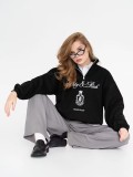 Women Autumn Printed Zipper Turndown Collar Oversize Top