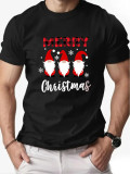 Christmas Men's Fashion Short Sleeve  Print Family Basic Top T-Shirt