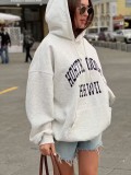 Women American Casual Letter Print Autumn/Winter Top