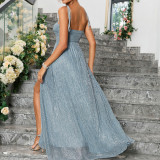 Women's Chic Strap Slit Sexy Low Back Cut-Out Evening Dress