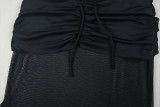 Women Sexy Backless Pleated Halter Neck Strapless Crossover Solid Bodycon Dress