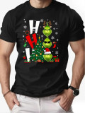 Christmas Men's Fashion Short Sleeve  Print Family Basic Top T-Shirt