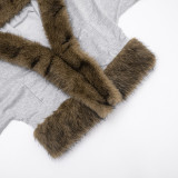 Women Autumn/Winter Hooded Fur Patchwork Pocket Long Sleeve Jacket