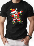 Christmas Men's Fashion Short Sleeve  Print Family Basic Top T-Shirt