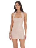 Women's Halter Neck Sequin Fashion Mini Dress