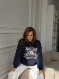 Women Autumn American Printed Round Neck Top