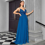 Women Strapless Slit Ruffle Party Dress