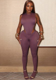Women Autumn Solid Sexy Hollow-Out Backless Jumpsuit