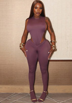 Women Autumn Solid Sexy Hollow-Out Backless Jumpsuit