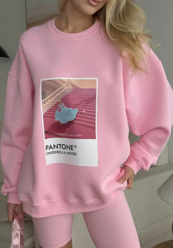 Women Printed Autumn/Winter Round Neck Top