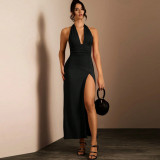Women Sexy Backless Lace-Up Halter Neck Dress