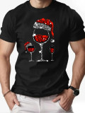 Christmas Men's Fashion Short Sleeve  Print Family Basic Top T-Shirt