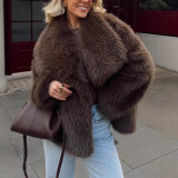 Autumn Winter Women's Faux Fur Short Coat