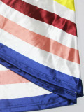Women's Plus Size Striped Loose A-Line Casual Long Skirt