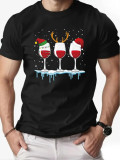 Christmas Men's Fashion Short Sleeve  Print Family Basic Top T-Shirt