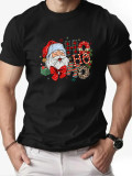 Christmas Men's Fashion Short Sleeve  Print Family Basic Top T-Shirt