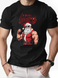 Christmas Men's Fashion Short Sleeve  Print Family Basic Top T-Shirt