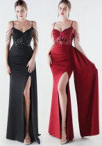 Women's  Embellished Bead Floral Slim Waist Lace-Up Formal Party Evening Gown