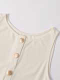 Women's Sleeveless Knit Strap Chic Solid Color Round Neck Bodycon Mini Dress