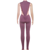 Women Autumn Solid Sexy Hollow-Out Backless Jumpsuit