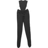 Women Autumn Solid Sexy Hollow-Out Backless Jumpsuit
