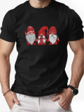 Christmas Men's Fashion Short Sleeve  Print Family Basic Top T-Shirt