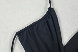 Women Sexy Backless Pleated Halter Neck Strapless Crossover Solid Bodycon Dress