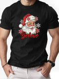 Christmas Men's Fashion Short Sleeve  Print Family Basic Top T-Shirt