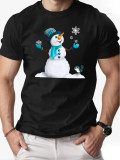 Christmas Men's Fashion Short Sleeve  Print Family Basic Top T-Shirt