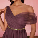 Women Off-Shoulder Maxi Evening Dress