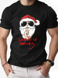 Christmas Men's Fashion Short Sleeve  Print Family Basic Top T-Shirt
