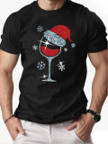 Christmas Men's Fashion Short Sleeve  Print Family Basic Top T-Shirt