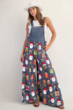 Autumn Winter Women's Christmas Printed Strappy Jumpsuit