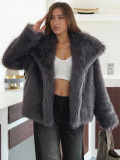 Autumn Winter Women's Faux Fur Short Coat