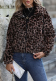 Women Autumn/Winter Furry Zipper Long-Sleeved Leopard Print Jacket