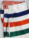 Women's Plus Size Striped Loose A-Line Casual Long Skirt