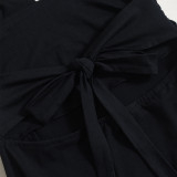 Women Sexy Backless Lace-Up Halter Neck Dress