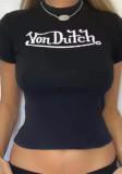 Women's Crop Letter Print Short Sleeve T-Shirt