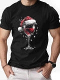 Christmas Men's Fashion Short Sleeve  Print Family Basic Top T-Shirt