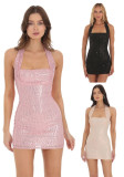 Women's Halter Neck Sequin Fashion Mini Dress