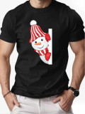 Christmas Men's Fashion Short Sleeve  Print Family Basic Top T-Shirt