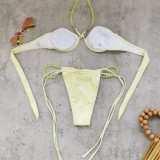 Women Solid Sexy Strapless Lace-Up Two Pieces Swimsuit