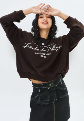 Women Autumn/Winter Printed Round Neck Top