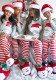 Christmas Family Santa Print Matching Long Sleeve Pajama Plaid Homewear Set