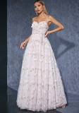 Women Embroidered Pink Camisole Formal Party Maxi Dress
