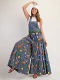 Autumn Winter Women's Christmas Printed Strappy Jumpsuit