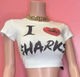 Women's Crop Letter Print Short Sleeve T-Shirt