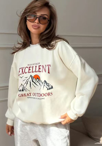 Women Autumn American Printed Round Neck Top